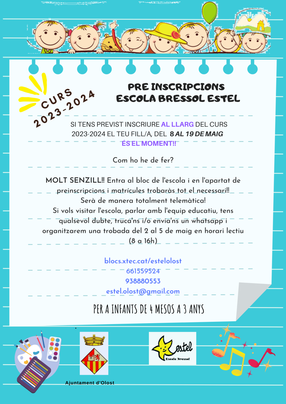 Pre inscripcions a l'Escola Bressol Estel